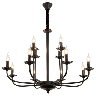 ZOWALA - Vintage Candelabra Metal Living Room Black Large Chandelier Image - 5