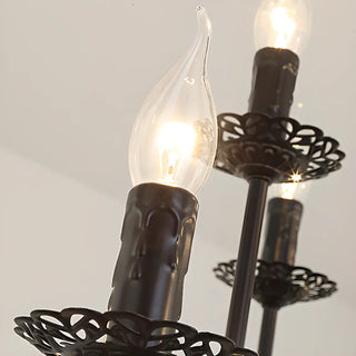 ZOWALA - Vintage Candelabra Metal Living Room Black Large Chandelier Image - 6