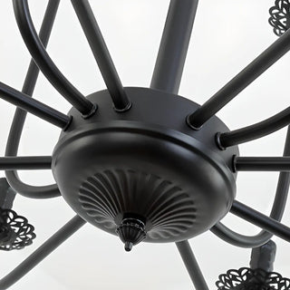 ZOWALA - Vintage Candelabra Metal Living Room Black Large Chandelier Image - 8