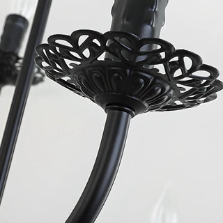 ZOWALA - Vintage Candelabra Metal Living Room Black Large Chandelier Image - 9