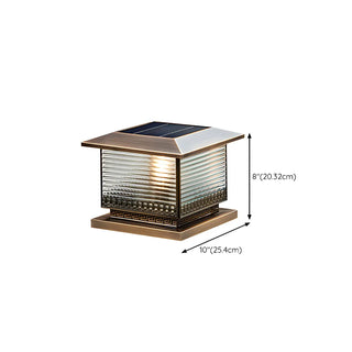 Vintage Bronze Finish Square Glass Solar Outdoor Lamp Zawala #size