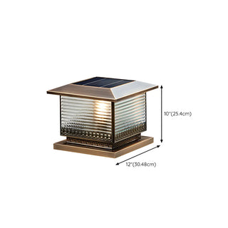 Vintage Bronze Finish Square Glass Solar Outdoor Lamp Zawala Image - 13