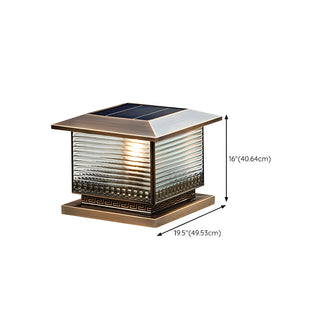 Vintage Bronze Finish Square Glass Solar Outdoor Lamp Zawala Image - 15