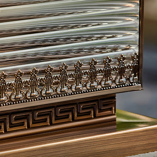 Vintage Bronze Finish Square Glass Solar Outdoor Lamp Zawala Image - 8