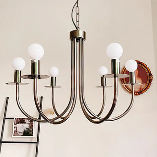 ZOWALA - Vintage Curve Arm Metal Large Indoor Nickel Chandelier Image - 3