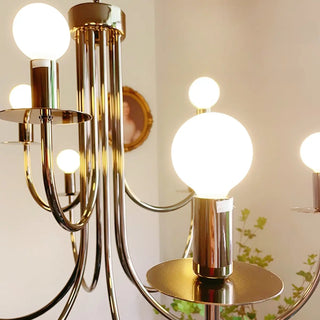 ZOWALA - Vintage Curve Arm Metal Large Indoor Nickel Chandelier Image - 6