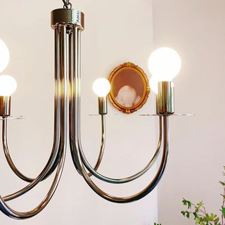 ZOWALA - Vintage Curve Arm Metal Large Indoor Nickel Chandelier Image - 7