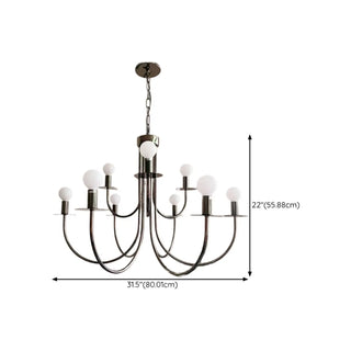 ZOWALA - Vintage Curve Arm Metal Large Indoor Nickel Chandelier Image - 9