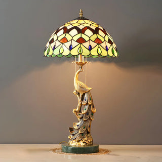 Elegant Tiffany Phoenix Dome Stained Glass Table Lamp Zawala Image - 6