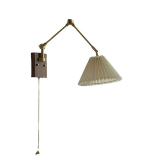 Adjustable Pleated Brass Swing Arm Wall Sconce Zawala Image - 10