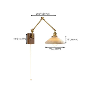 Adjustable Pleated Brass Swing Arm Wall Sconce Zawala #size