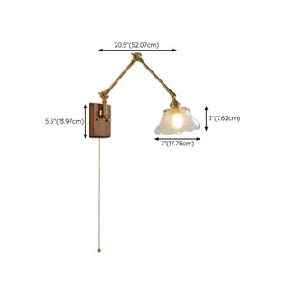Adjustable Pleated Brass Swing Arm Wall Sconce Zawala Image - 15