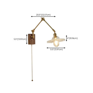 Adjustable Pleated Brass Swing Arm Wall Sconce Zawala Image - 16
