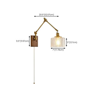 Adjustable Pleated Brass Swing Arm Wall Sconce Zawala Image - 18