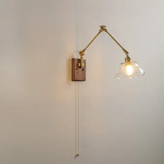 Adjustable Pleated Brass Swing Arm Wall Sconce Zawala Image - 4