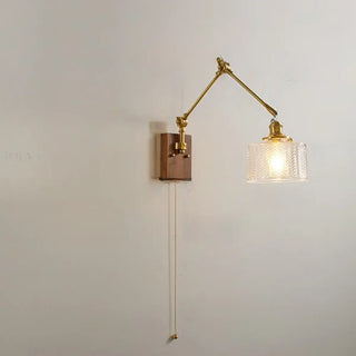 Adjustable Pleated Brass Swing Arm Wall Sconce Zawala Image - 7