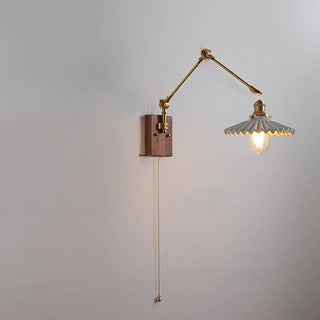Adjustable Pleated Brass Swing Arm Wall Sconce Zawala Image - 8