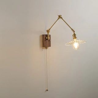 Adjustable Pleated Brass Swing Arm Wall Sconce Zawala Image - 9