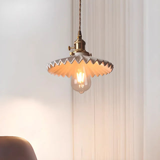 Vintage White Ceramic Floral Pendant Ceiling Light Zawala Image - 1