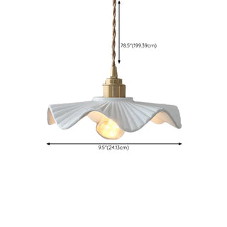 Vintage White Ceramic Floral Pendant Ceiling Light Zawala Image - 12