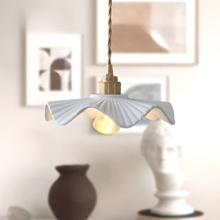 Vintage White Ceramic Floral Pendant Ceiling Light Zawala Image - 2