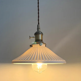 Vintage White Ceramic Floral Pendant Ceiling Light Zawala Image - 3