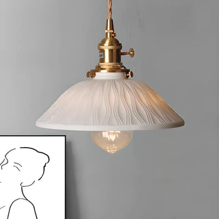 Vintage White Ceramic Floral Pendant Ceiling Light Zawala Image - 5