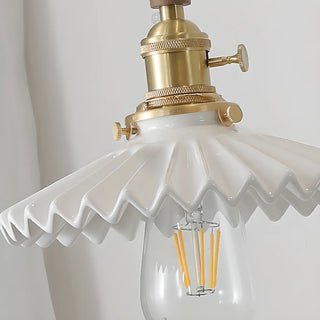 Vintage White Ceramic Floral Pendant Ceiling Light Zawala Image - 7