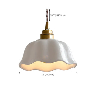 Vintage White Ceramic Floral Pendant Ceiling Light Zawala Image - 9