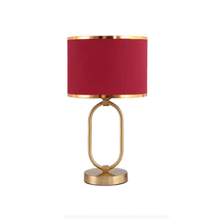 Stylish Red Fabric Drum Shade Crystal Base Table Lamp Zawala Image - 12
