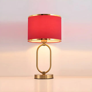 Stylish Red Fabric Drum Shade Crystal Base Table Lamp Zawala Image - 6