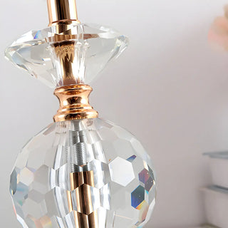 Stylish Red Fabric Drum Shade Crystal Base Table Lamp Zawala Image - 8