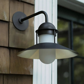 ZOWALA - Vintage Round Black Outdoor Wall Light Sconces Image - 6