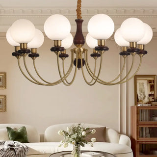 ZOWALA - Vintage Scroll Brass Globe 9-Light Chandelier