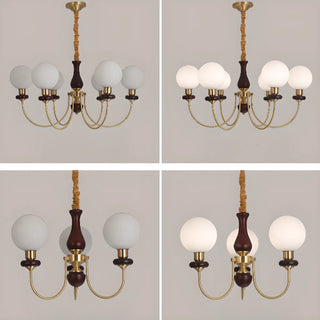 ZOWALA - Vintage Scroll Brass Globe 9-Light Chandelier