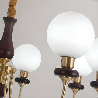 ZOWALA - Vintage Scroll Brass Globe 9-Light Chandelier