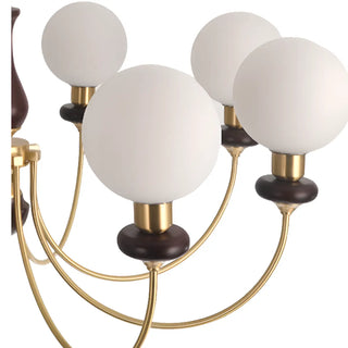 ZOWALA - Vintage Scroll Brass Globe 9-Light Chandelier