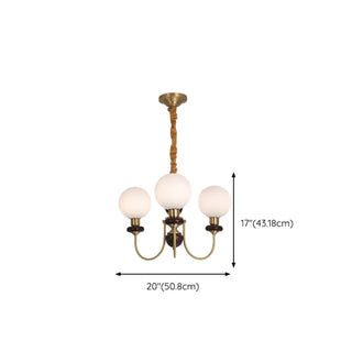 ZOWALA - Vintage Scroll Brass Globe 9-Light Chandelier