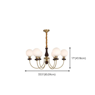 ZOWALA - Vintage Scroll Brass Globe 9-Light Chandelier