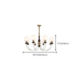 ZOWALA - Vintage Scroll Brass Globe 9-Light Chandelier