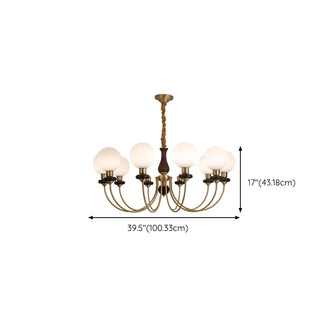 ZOWALA - Vintage Scroll Brass Globe 9-Light Chandelier