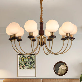 ZOWALA - Vintage Scroll Brass Globe 9-Light Chandelier