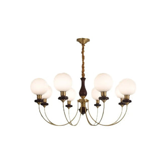 ZOWALA - Vintage Scroll Brass Globe 9-Light Chandelier