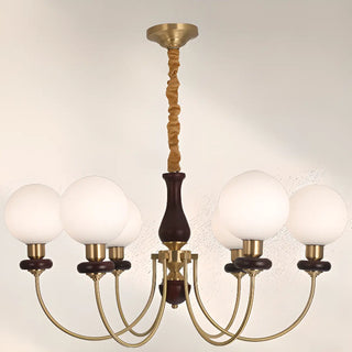 ZOWALA - Vintage Scroll Brass Globe 9-Light Chandelier