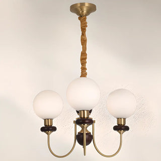 ZOWALA - Vintage Scroll Brass Globe 9-Light Chandelier