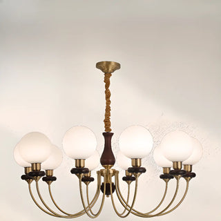 ZOWALA - Vintage Scroll Brass Globe 9-Light Chandelier