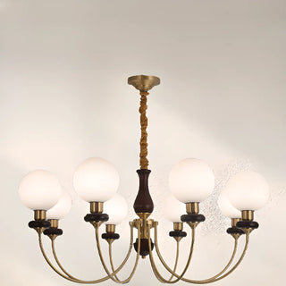 ZOWALA - Vintage Scroll Brass Globe 9-Light Chandelier