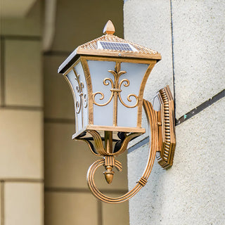 Traditional Solar Bronze LED Exterior Lantern Wall Light Zawala Image - 4