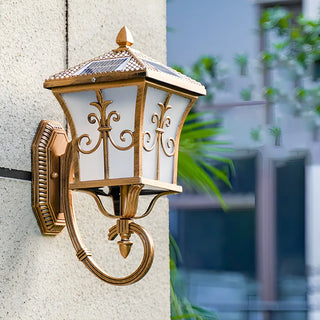 Traditional Solar Bronze LED Exterior Lantern Wall Light Zawala Image - 5