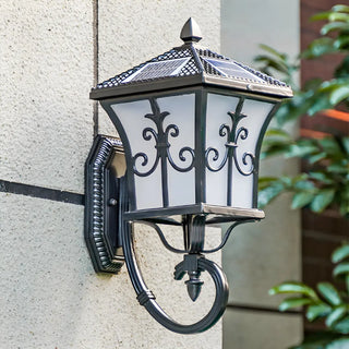 Traditional Solar Bronze LED Exterior Lantern Wall Light Zawala Image - 7